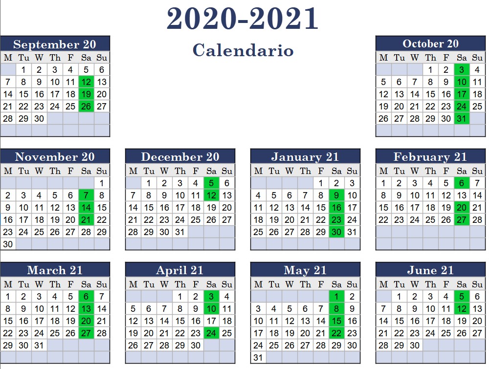 Calendario Scuola PIB 2020 2021